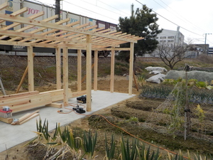 天気も良く躯体工事・福山市津之郷町、倉庫新築工事