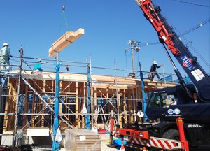 祝上棟　福山市の平屋　スーパーウォール工法